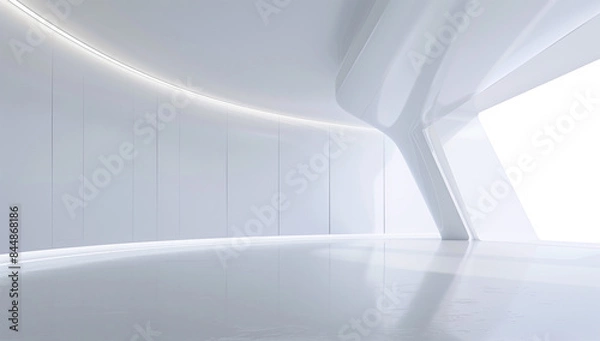 Obraz A futuristic interior design of a modern technology studio, futuristic laboratory background, An abstract scene concept, white concept room