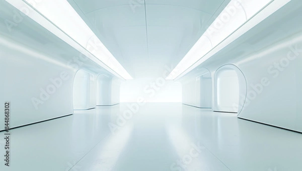 Obraz A futuristic interior design of a modern technology studio, futuristic laboratory background, An abstract scene concept, white concept room