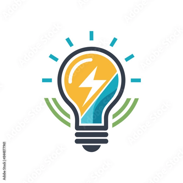 Fototapeta A minimalist logo featuring a lightbulb icon with a vibrant color scheme, Incorporate a lightbulb icon into a minimalist logo design for an electronics company