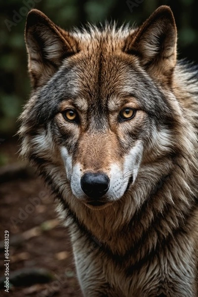 Fototapeta Eye Contact: Intense Gaze of a Wolf Captured in Nature