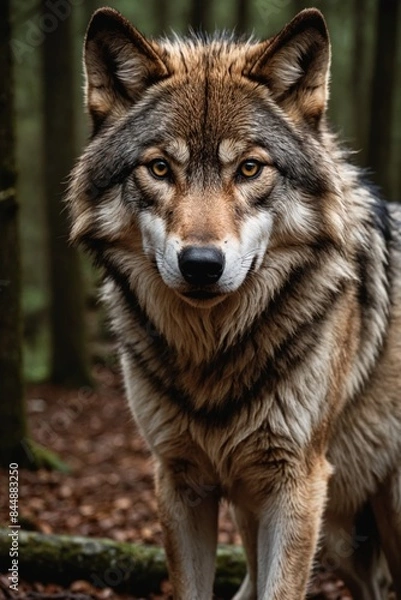 Obraz Eye Contact: Intense Gaze of a Wolf Captured in Nature