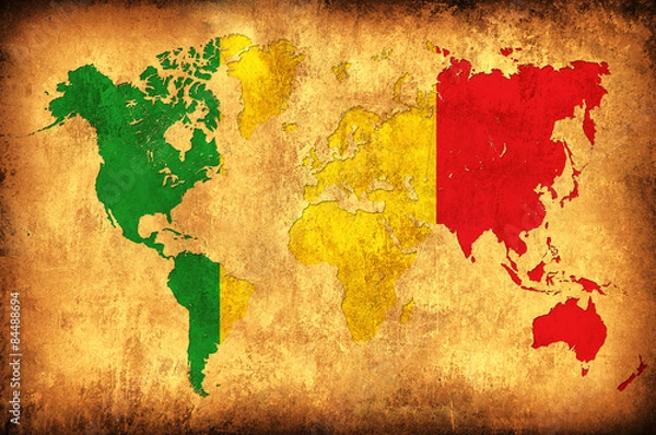 Obraz The flag of Mali in the outline of the world map