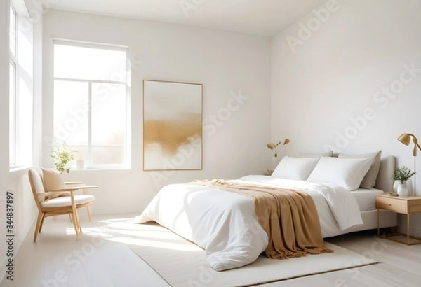Fototapeta white and gold theme modern interior