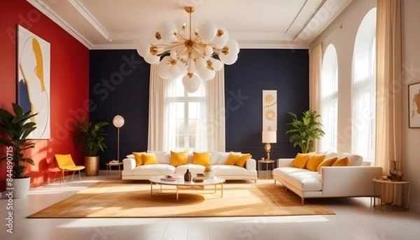 Fototapeta white and gold theme modern interior