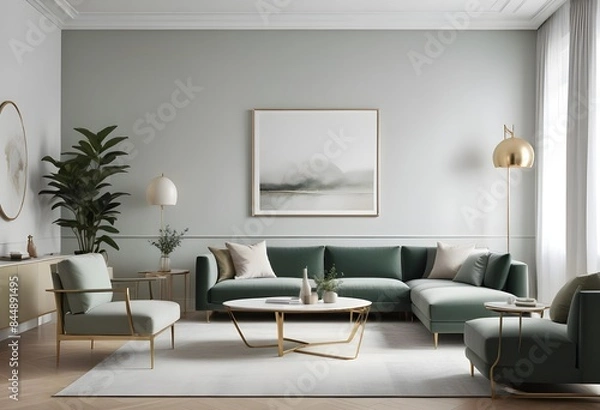 Obraz white and gold theme modern interior