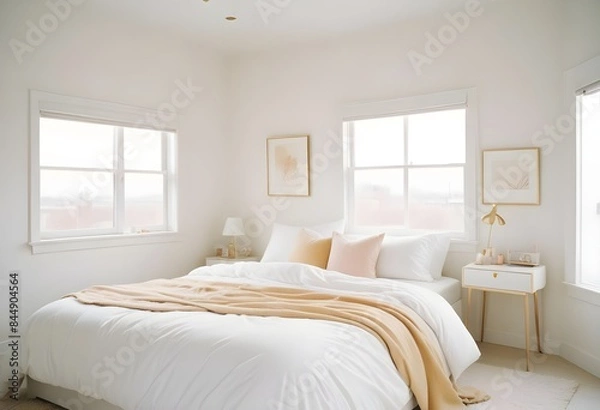 Fototapeta white and gold theme modern interior