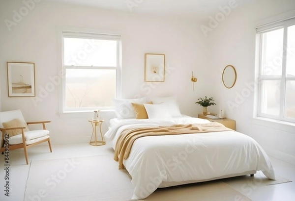 Fototapeta white and gold theme modern interior