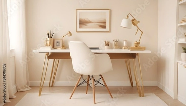 Fototapeta white and gold theme modern interior