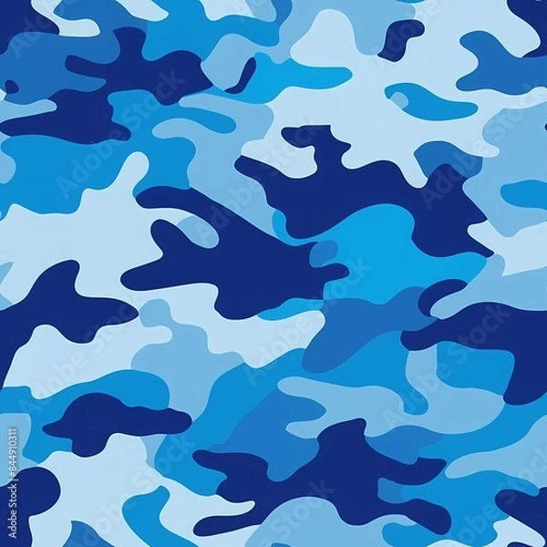 Fototapeta Simple Camouflage seamless pattern in Blue. Military camouflage. illustration formats 4096 x 4096
