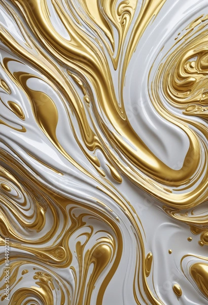 Fototapeta Abstract futuristic 3D design created by generative AI with negative space and copy space on a white background, incorporating elements of vector art, watercolor painting, and ink drips