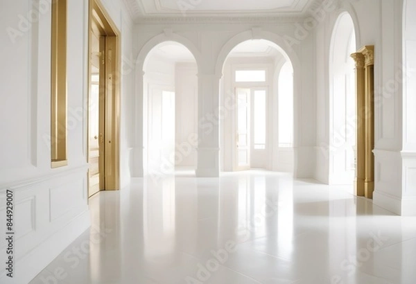 Fototapeta white and gold theme modern interior