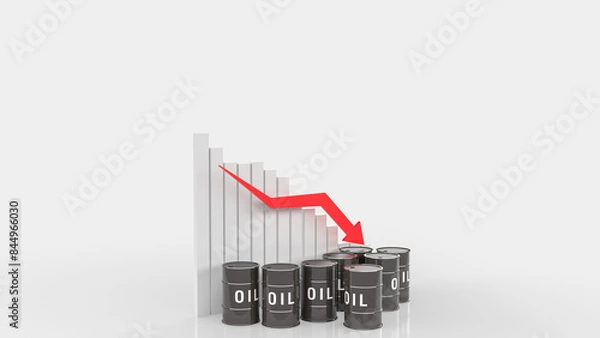 Fototapeta The oil tank and chart arrow down for Business concept 3d rendering.