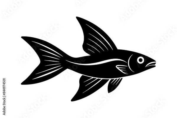 Obraz Flying Fish silhouette vector illustration