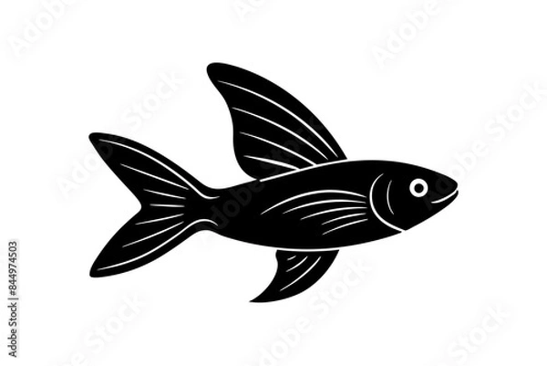 Obraz Flying Fish silhouette vector illustration