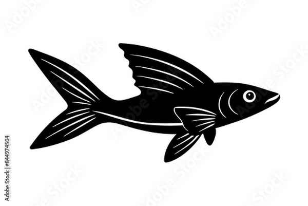Obraz Flying Fish silhouette vector illustration