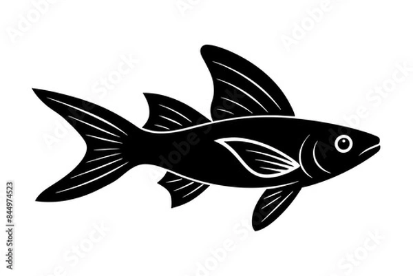 Obraz Flying Fish silhouette vector illustration