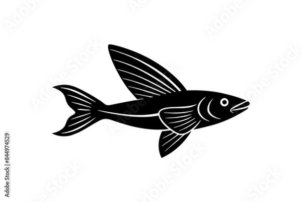 Obraz Flying Fish silhouette vector illustration