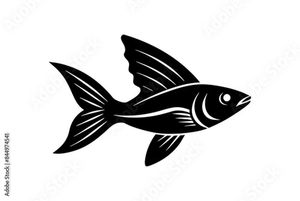 Obraz Flying Fish silhouette vector illustration