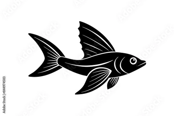 Obraz Flying Fish silhouette vector illustration