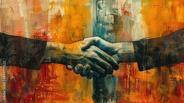 Fototapeta Abstract Handshake: A Brushstroke of Unity