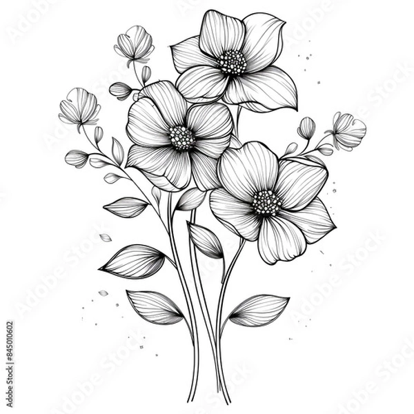 Obraz Hand drawn simple flower design on white background