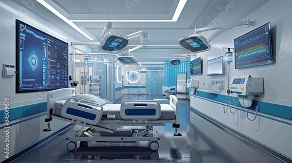 Fototapeta Innovative Smart Hospital Technology with Advanced Medical Equipment and Integrated Systems for Enhanced Patient Care and Efficiency