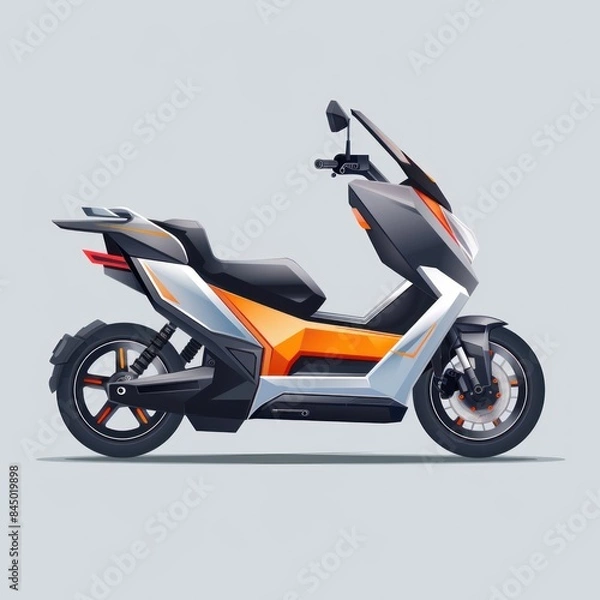 Fototapeta A scooter with a brown seat and a black handlebar