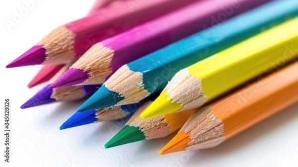 Fototapeta colored pencils against white backdrop
