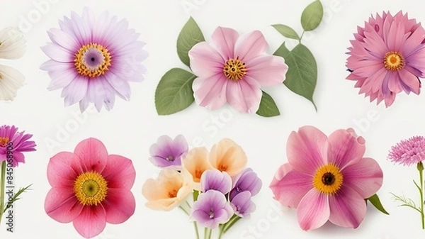 Fototapeta Illustration of a flower meadow in spring. Generative AI.	
