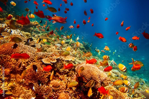 Obraz Underwater landscape with tropical fish