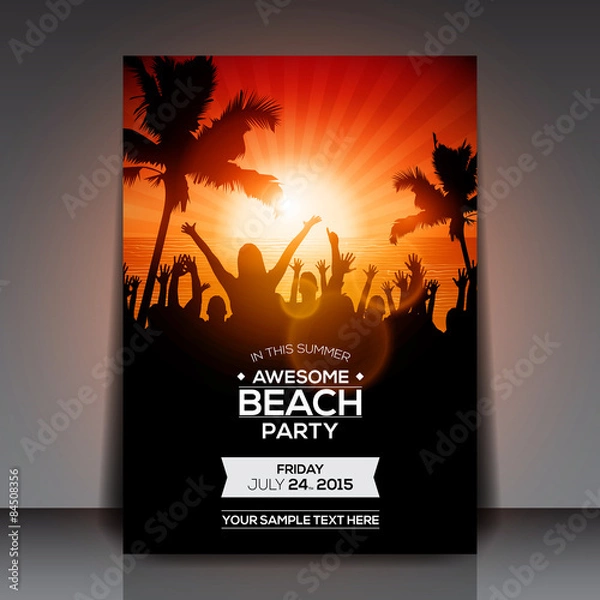 Fototapeta Summer Beach Party Flyer - Vector Design