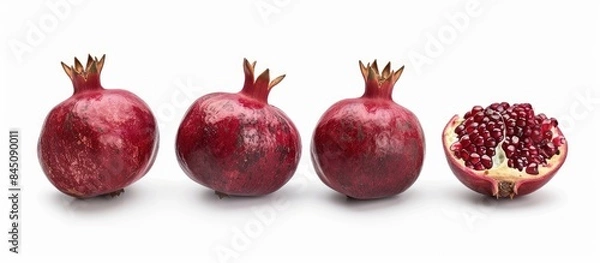 Fototapeta Isolated ripe pomegranate fruit on a white background cutout
