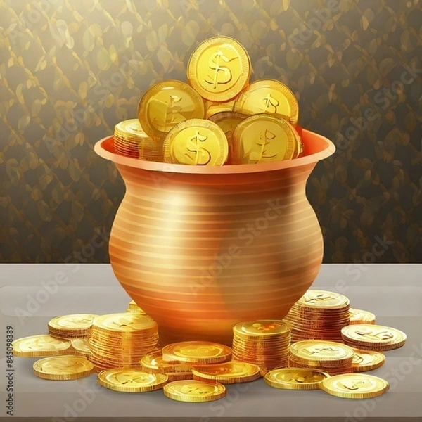 Obraz golden coins in a pot