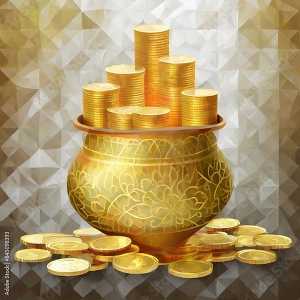 Obraz gold coins in a pot