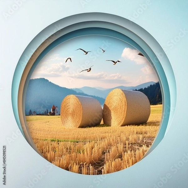 Obraz hay bales in a field