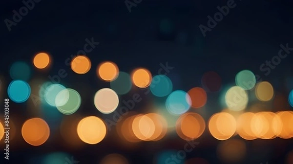 Fototapeta Blurred abstract bokeh background of city lights at night Generative AI