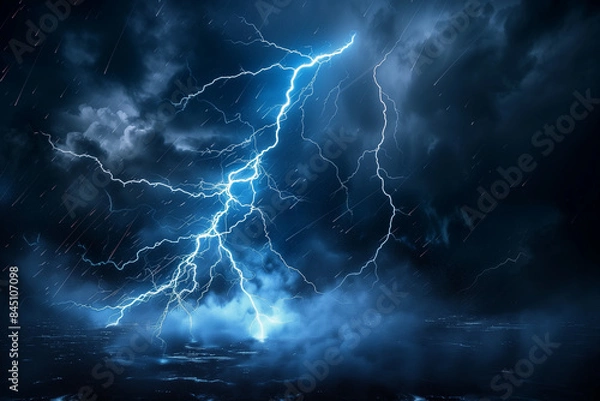 Fototapeta Lightning effect strike on dark backgrounds 3d rendering


