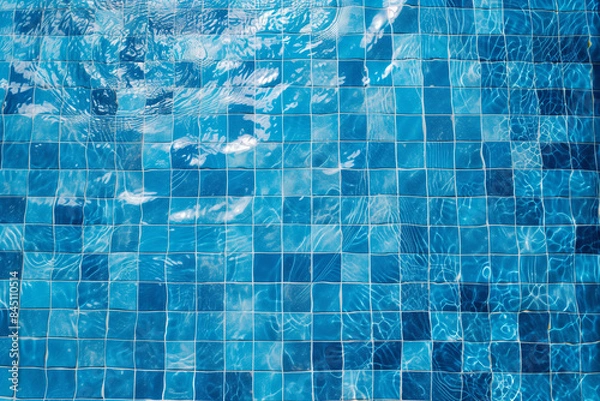 Fototapeta Blue tile background, Mosaic tile background, Tile background, Seamless pattern, Mosaic seamless pattern, Mosaic tiles texture or background. Bathroom wall tiles, swimming pool tiles


