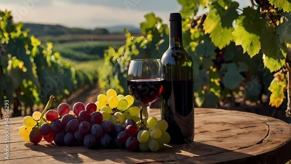 Obraz  Wine Bottle grape harvest 