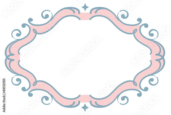 Fototapeta かわいいフレーム。ゆめかわ、ガーリーなパステルトーンのイラスト素材。ベクターイラスト素材。