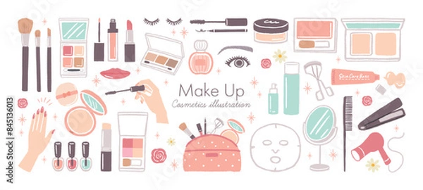 Obraz かわいいコスメ　化粧品のイラスト