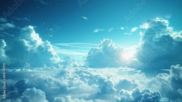 Fototapeta Like celestial nomads, the digital clouds wander through the vast expanse of cyberspace, leaving traces of their journey behind.