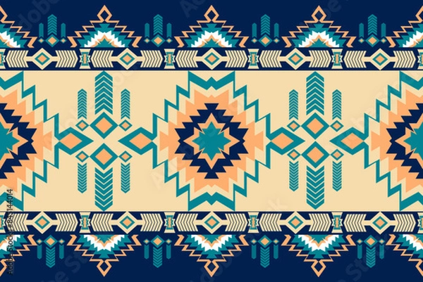 Fototapeta Geometric Ethnic pattern, Native American indian tribal fabric, Seamless pattern in folk  and navajo Aztec geometric art ornament illustration Vector design for home decoration fashion