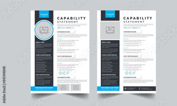Fototapeta Capability Statement design template layout with 2 concept
