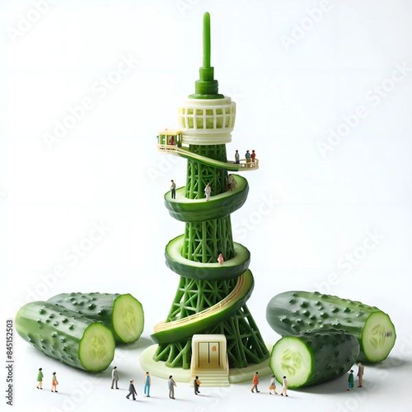 Fototapeta きゅうりの巨大タワー