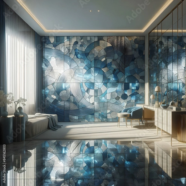 Fototapeta 青いガラスの部屋
