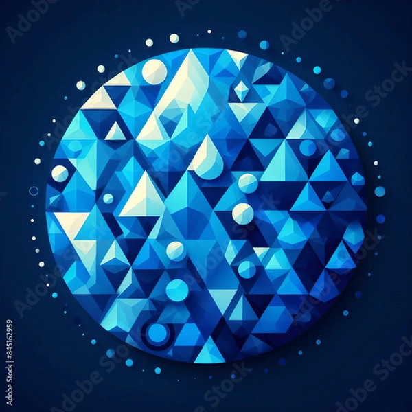 Fototapeta 青い模様の柄の円