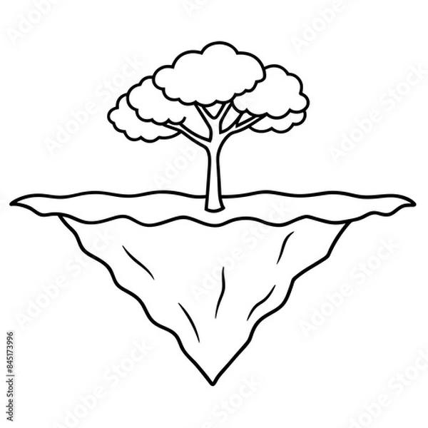 Fototapeta Tree with roots floating Island and tree - Vector design and illustration - Digital vector - Latest vector - Premium Victor