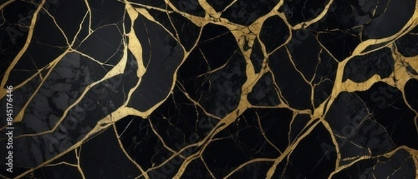 Obraz A black and gold marble texture background with swirling patterns
