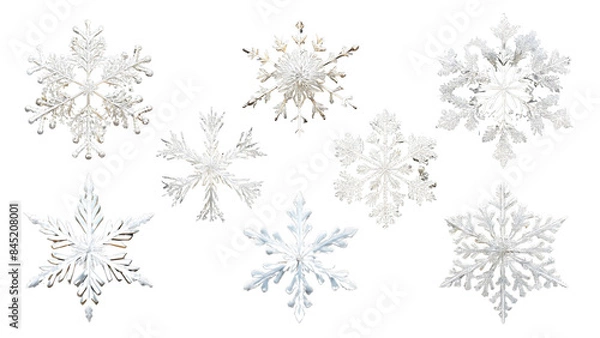 Fototapeta Set Of Snowflakes Isolated On Transparent Background, Collection Of Snowflakes 
